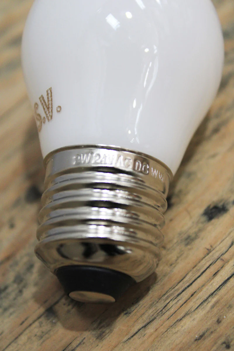 2W E27 24V AC/DC LED G45 Round 2700K Opal Bulb Shatterproof - Image 3