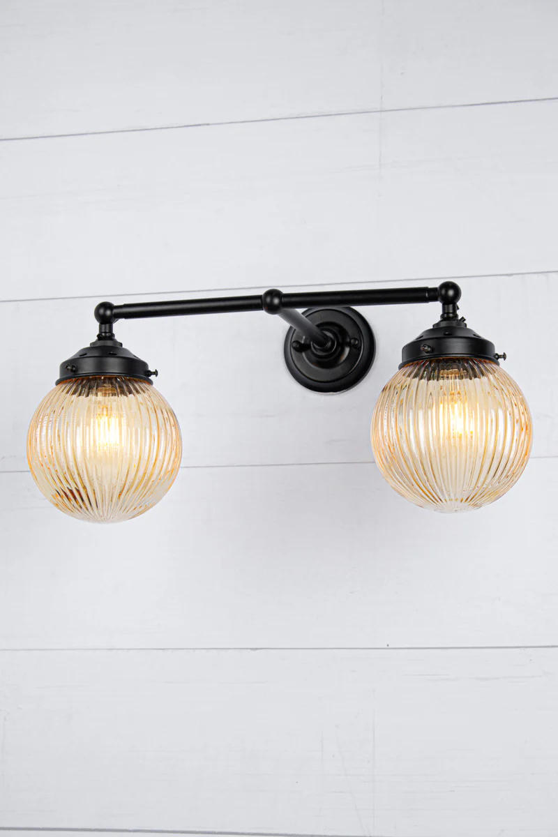 Dakota Reeded Glass Double Wall Light - Image 11