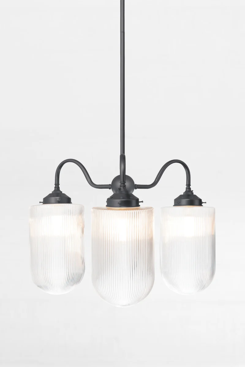 Lloyd Reeded Glass Gooseneck Chandelier