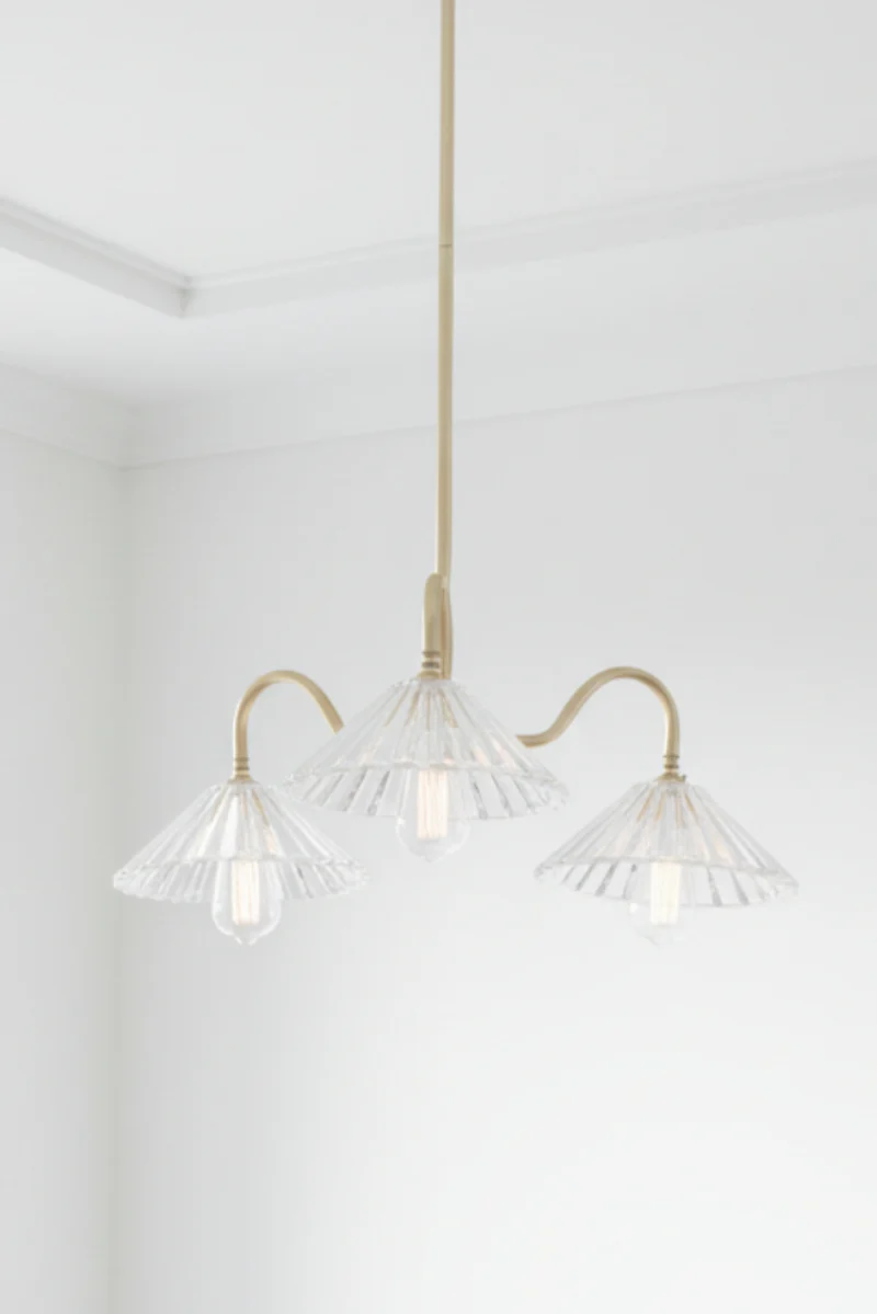 Paris Pleated Glass Gooseneck Chandelier