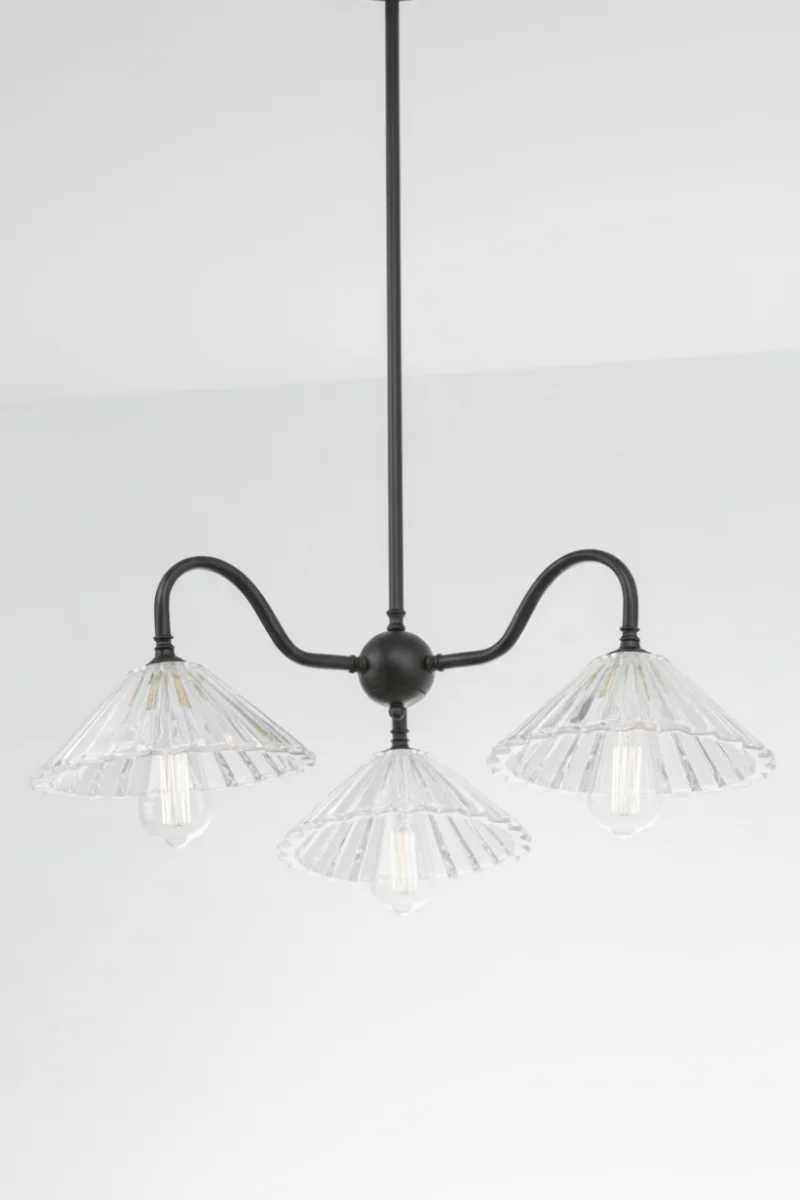 Paris Pleated Glass Gooseneck Chandelier - Image 4