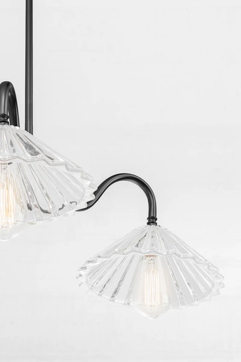 Paris Pleated Glass Gooseneck Chandelier - Image 5