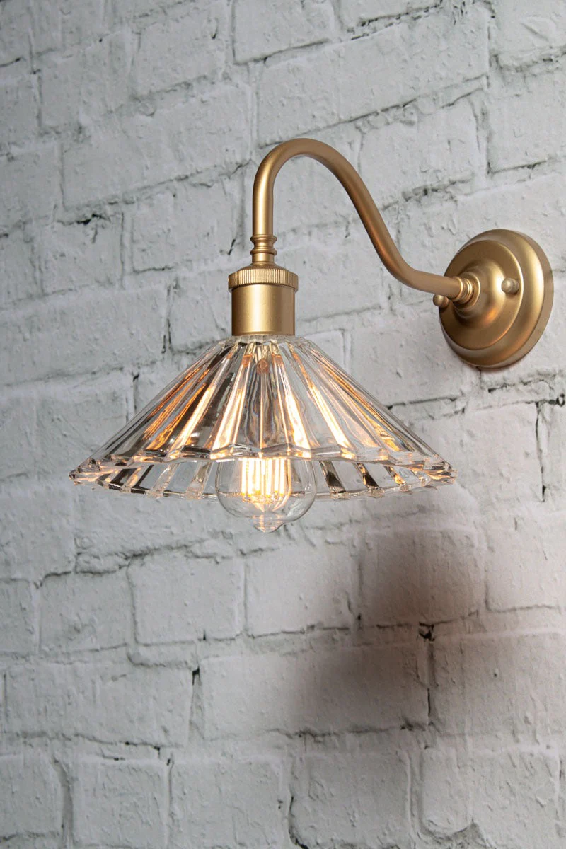 Paris Pleated Glass Gooseneck Wall Light