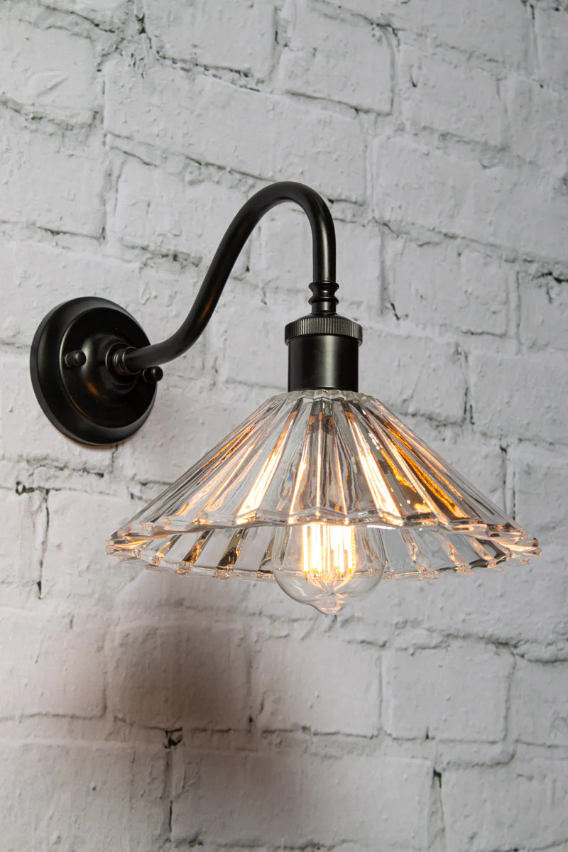 Paris Pleated Glass Gooseneck Wall Light - Image 3