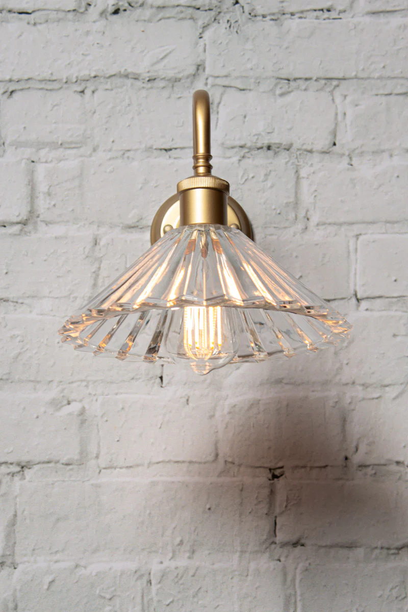 Paris Pleated Glass Gooseneck Wall Light - Image 9